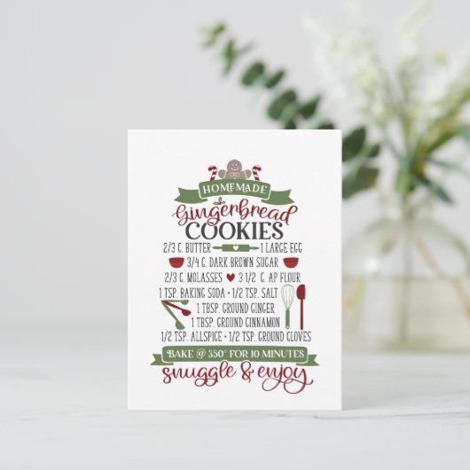 自家製クリスマスジンジャーブレッドのクッキーのキッチンポス ポストカード (スタンド正面)