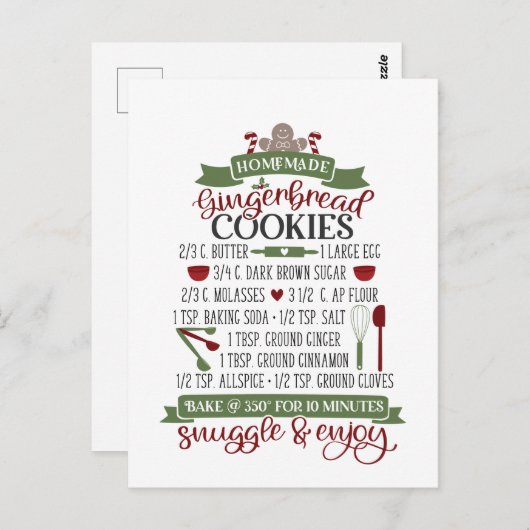自家製クリスマスジンジャーブレッドのクッキーのキッチンポス ポストカード (正面/裏面)