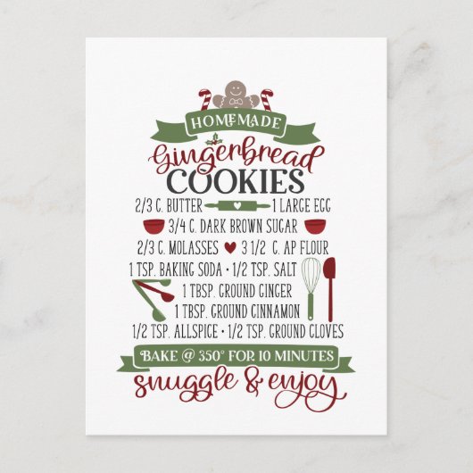 自家製クリスマスジンジャーブレッドのクッキーのキッチンポス ポストカード (正面)