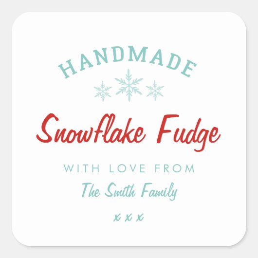 自家製クリスマスプレゼント雪の結晶ベーキングシール スクエアシール (正面)