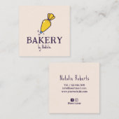 自家製ケーキペストリーバッグクリームカップケーキベーカリー スクエア名刺 (正面/裏面)