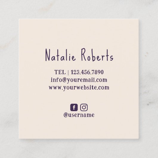 自家製ケーキペストリーバッグクリームカップケーキベーカリー スクエア名刺 (裏面)