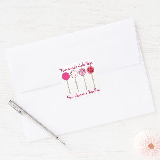 自家製ケーキポップベーキングバイ焼いたカスタムステッカー スクエアシール (封筒)