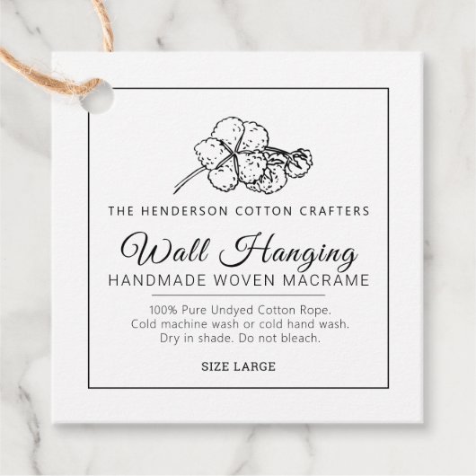 自家製コットンマクラメぶら下がったウォールのラベル フェイバータグ (正面)