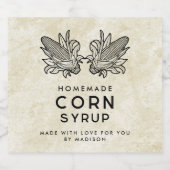 自家製コーンシロップと2つのコブ リキュールボトルラベル (シングルラベル)