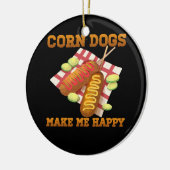 自家製コーン犬を作る私を幸せなホットドッグ低 セラミックオーナメント (左)