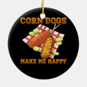 自家製コーン犬を作る私を幸せなホットドッグ低 セラミックオーナメント (裏面)