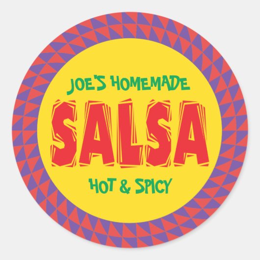 自家製サルサカラフル缶詰瓶ラベル ラウンドシール (正面)