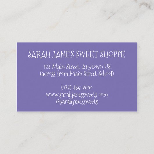 自家製サルタータータータッフィージキャンディボードウォークスイーツ 名刺 (裏面)