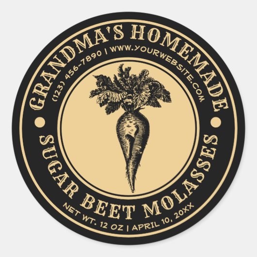 自家製シュガービーツモラスラベルテンプレート ラウンドシール (正面)