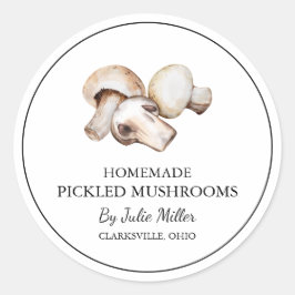 自家製シンプルキノコ漬けラベル ラウンドシール
