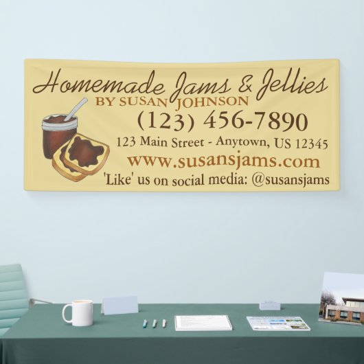 自家製ジャムズジェリーアップルバター缶詰 横断幕 (トレードショー)