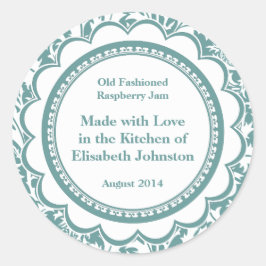 自家製ジャムゼリーのダマスク缶詰ラベル ラウンドシール