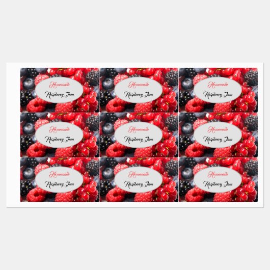 自家製ジャム新鮮なフルーツ写真と文字 ラベル (シート)