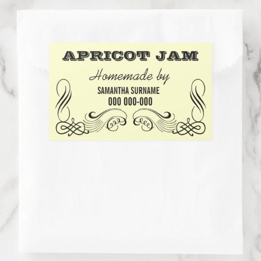 自家製ジャム瓶のシールを保存 長方形シール (バッグ)