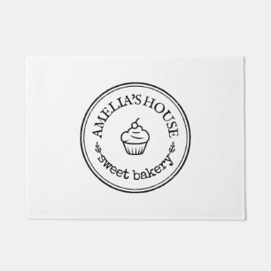 自家製スイートベーカリーのビジネスのロゴカスタムホワイト ドアマット
