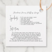 自家製スタッフィングレシピ |感謝祭メッセージカード フェイバータグ (裏面)