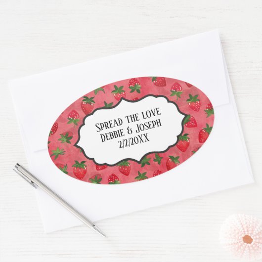 自家製ストロベリージャムまたは結婚式の引き出物 楕円形シール (封筒)