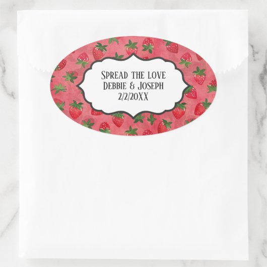 自家製ストロベリージャムまたは結婚式の引き出物 楕円形シール (バッグ)