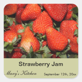 自家製ストロベリージャムボトルラベル スクエアシール