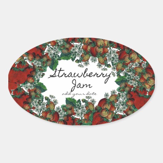自家製ストロベリージャムラベル 楕円形シール (正面)