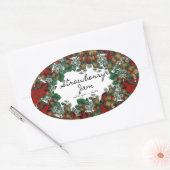 自家製ストロベリージャムラベル 楕円形シール (封筒)