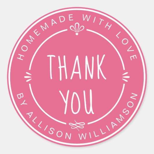 自家製スモールビジネスサンキューホットピンク ラウンドシール (正面)