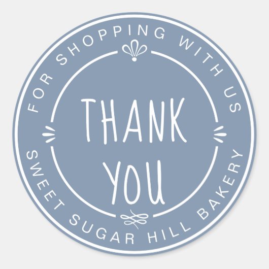 自家製スモールビジネスサンキューヴィンテージブルー ラウンドシール (正面)