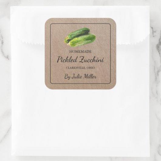 自家製ズッキーニスクエアクラフト紙ラベル スクエアシール (バッグ)