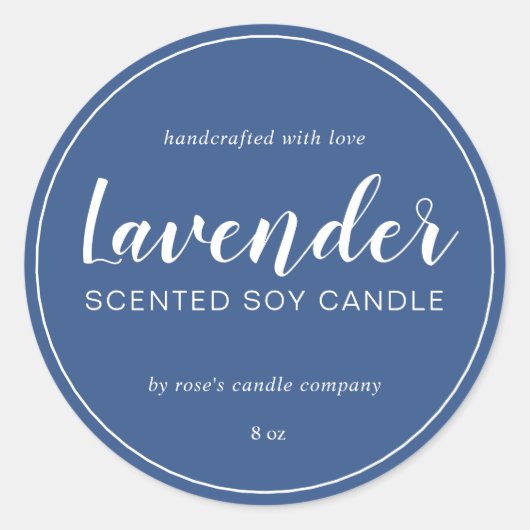 自家製ソイキャンドルシック書道クラシックブルー ラウンドシール (正面)