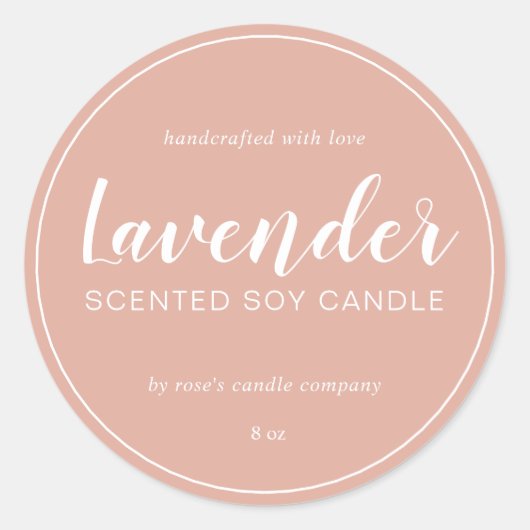 自家製ソイキャンドルシック書道埃っぽいピンク ラウンドシール (正面)