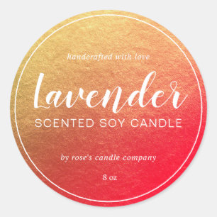 自家製ソイキャンドルシック書道金ゴールド&レッド ラウンドシール