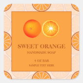 自家製ソープオレンジ香りラベルシール スクエアシール (正面)