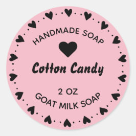 自家製ソープカントリー素朴ハートリースピンク ラウンドシール