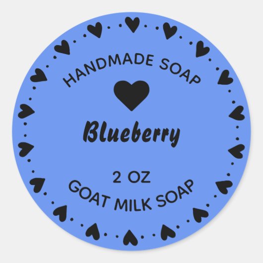 自家製ソープカントリー素朴ハートリースブルー ラウンドシール (正面)