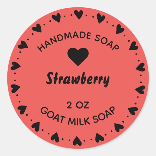 自家製ソープカントリー素朴ハートリースレッド ラウンドシール (正面)