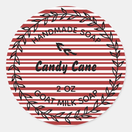 自家製ソープカントリー素朴リースキャンディーケーン ラウンドシール (正面)