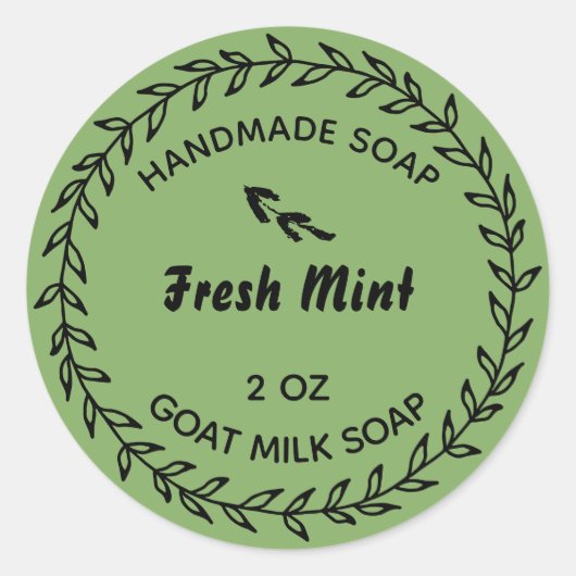 自家製ソープカントリー素朴リースミントグリーン ラウンドシール (正面)