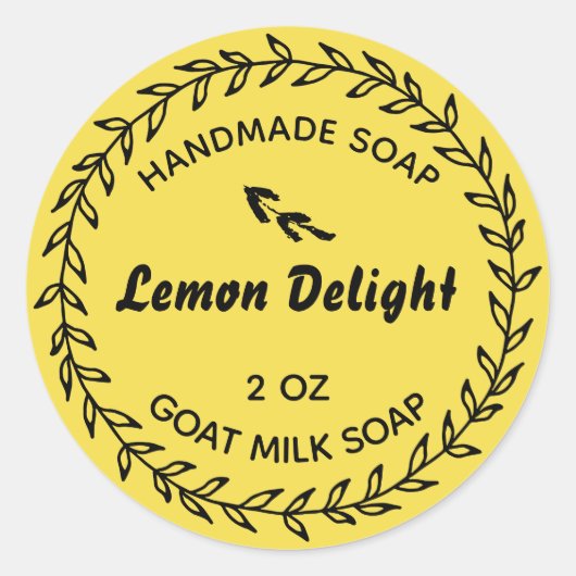 自家製ソープカントリー素朴リースレモンイエロー ラウンドシール (正面)