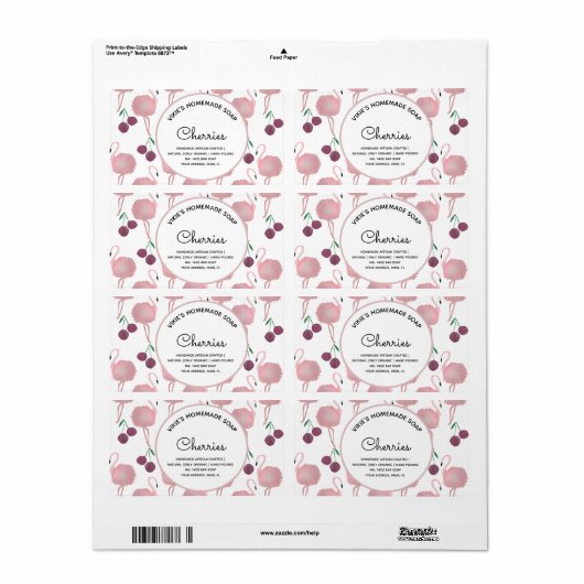 自家製ソープビジネスさくらんぼ水彩 ラベル (フルシート)