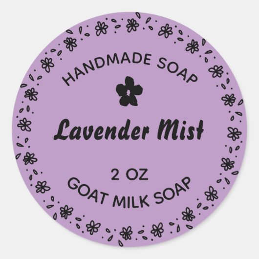 自家製ソープフラワー素朴リースラベンダーパープル ラウンドシール (正面)
