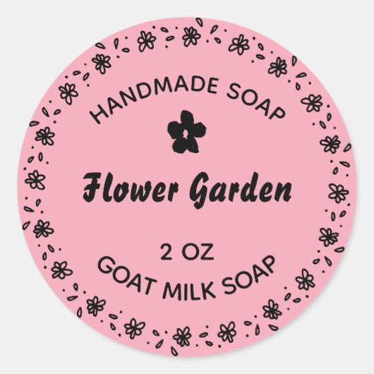 自家製ソープ素朴フラワーリースカントリーピンク ラウンドシール (正面)