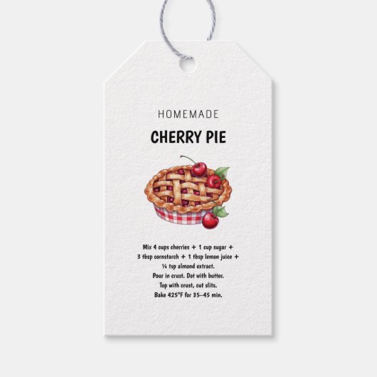自家製チェリーパイのレシピギフトタグ | 感謝祭 ギフトタグ (正面)