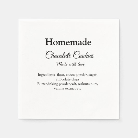 自家製チョコレートクッキーで作られたラブアド文字 スタンダードカクテルナプキン (正面)