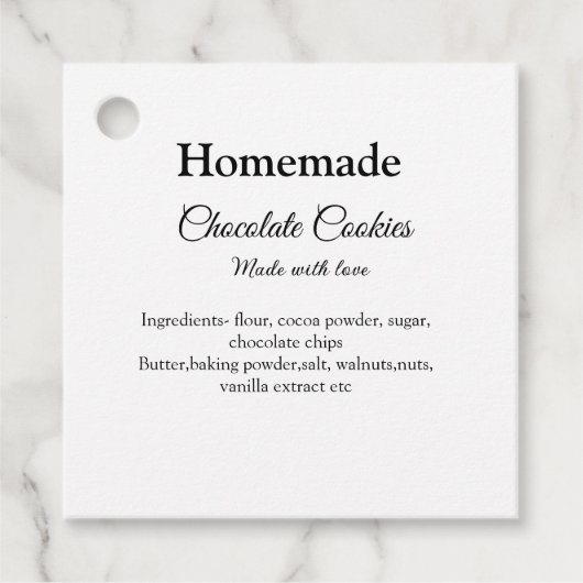 自家製チョコレートクッキーで作られたラブアド文字 フェイバータグ (正面)