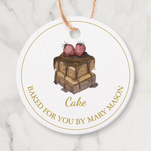 自家製チョコレートケーキメッセージカード |白 フェイバータグ (正面)