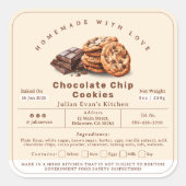 自家製チョコレートチップクッキーコテージ食品法 スクエアシール (正面)