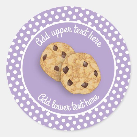 自家製チョックチップクッキーオンラベンダー水玉模様C ラウンドシール (正面)