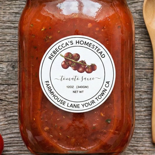 自家製トマトソースの瓶ラベル ラウンドシール