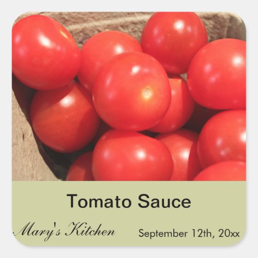 自家製トマトソースボトルラベル スクエアシール (正面)